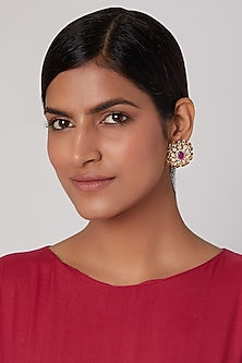 Gold Finish Kundan Stud Earrings