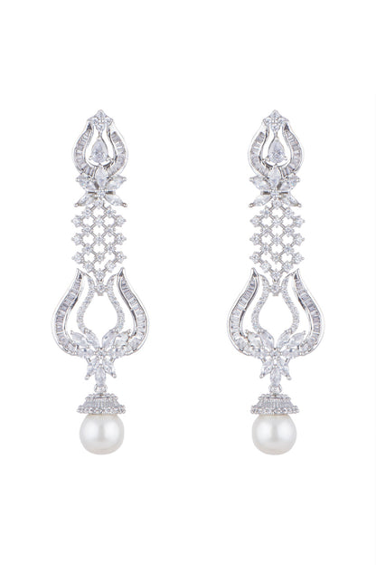 White Finish Diamond Earrings