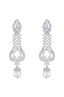White Finish Diamond Earrings