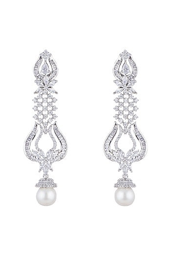 White Finish Diamond Earrings