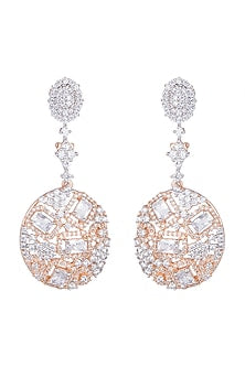 Gold Finish Earrings With Faux Diamonds