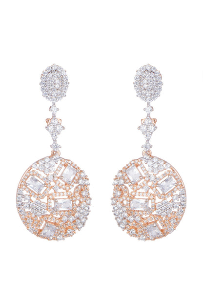 Gold Finish Earrings With Faux Diamonds