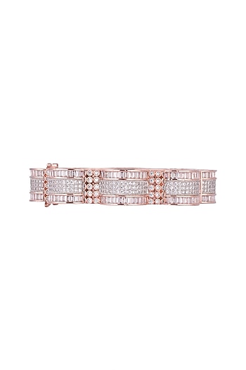 Rose Gold Finish Faux Diamonds Bangle