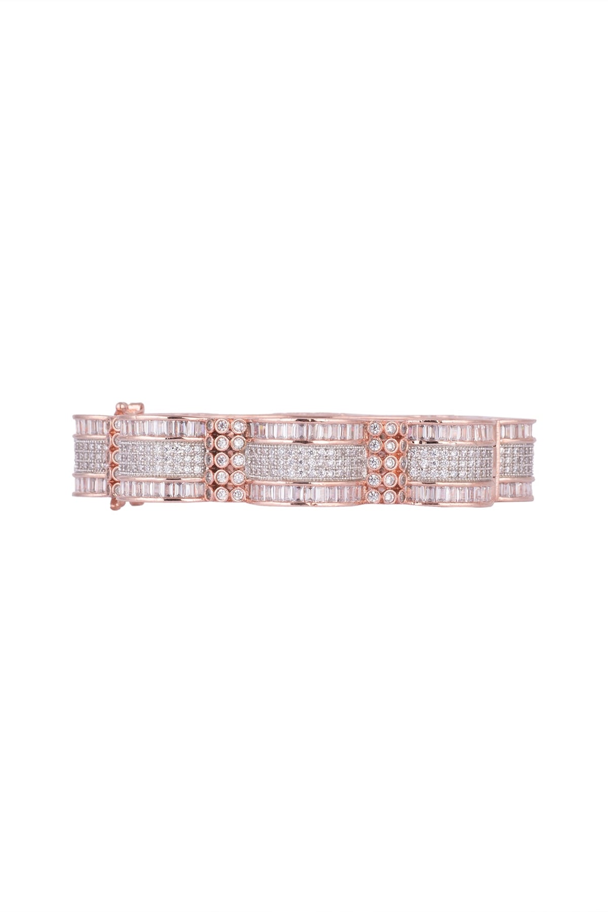 Rose Gold Finish Faux Diamonds Bangle