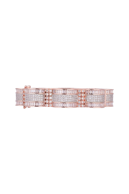 Rose Gold Finish Faux Diamonds Bangle