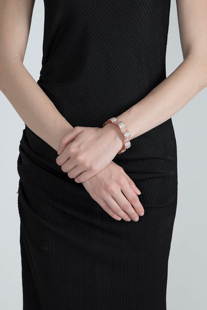 Rose Gold Finish Faux Diamonds Bangle