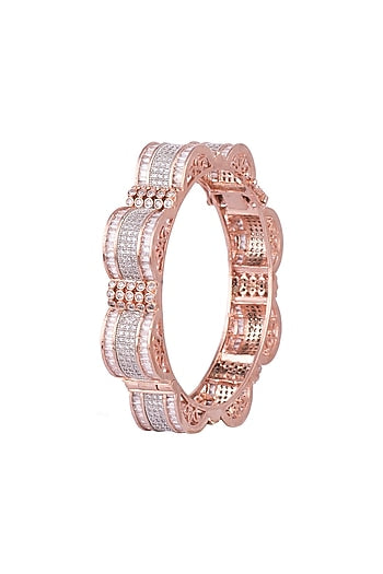 Rose Gold Finish Faux Diamonds Bangle