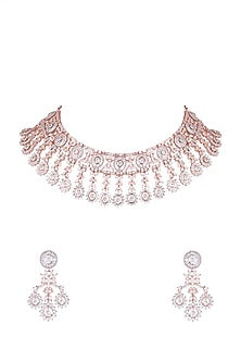 Rose Gold Finish Diamonds Necklace Set
