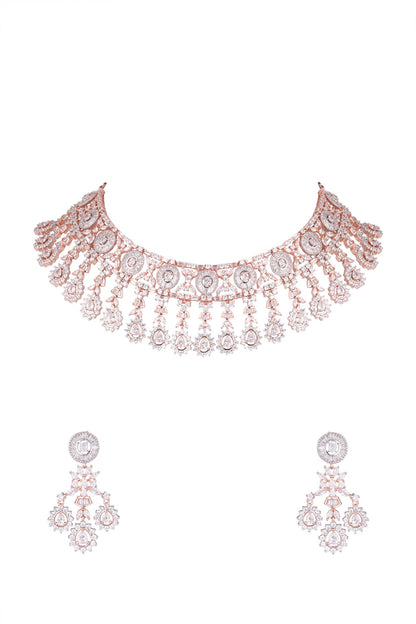 Rose Gold Finish Diamonds Necklace Set