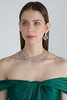Rose Gold Finish Diamonds Necklace Set
