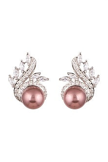 White Finish Pearl Drop Earrings