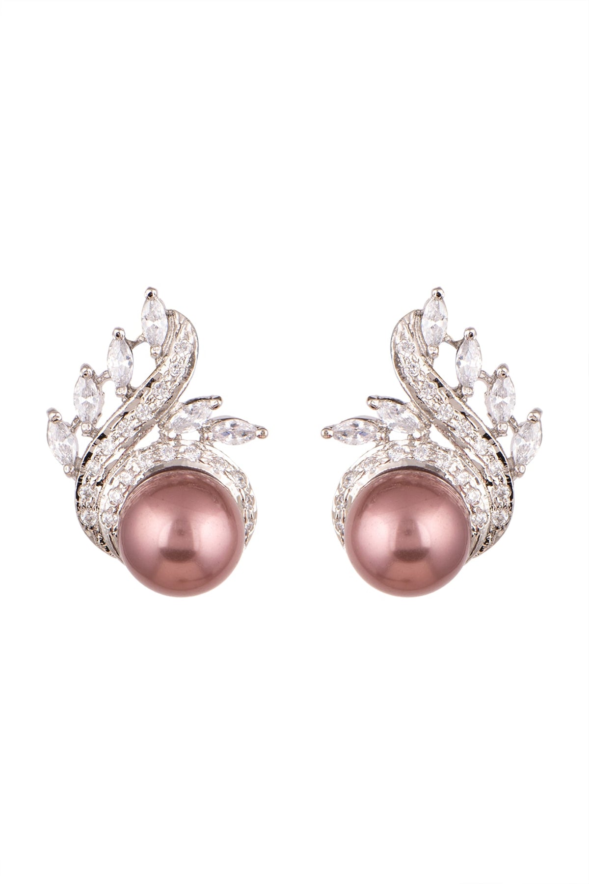 White Finish Pearl Drop Earrings