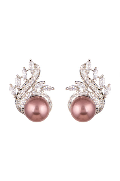 White Finish Pearl Drop Earrings