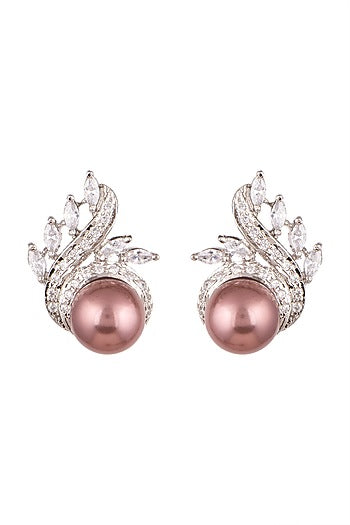 White Finish Pearl Drop Earrings