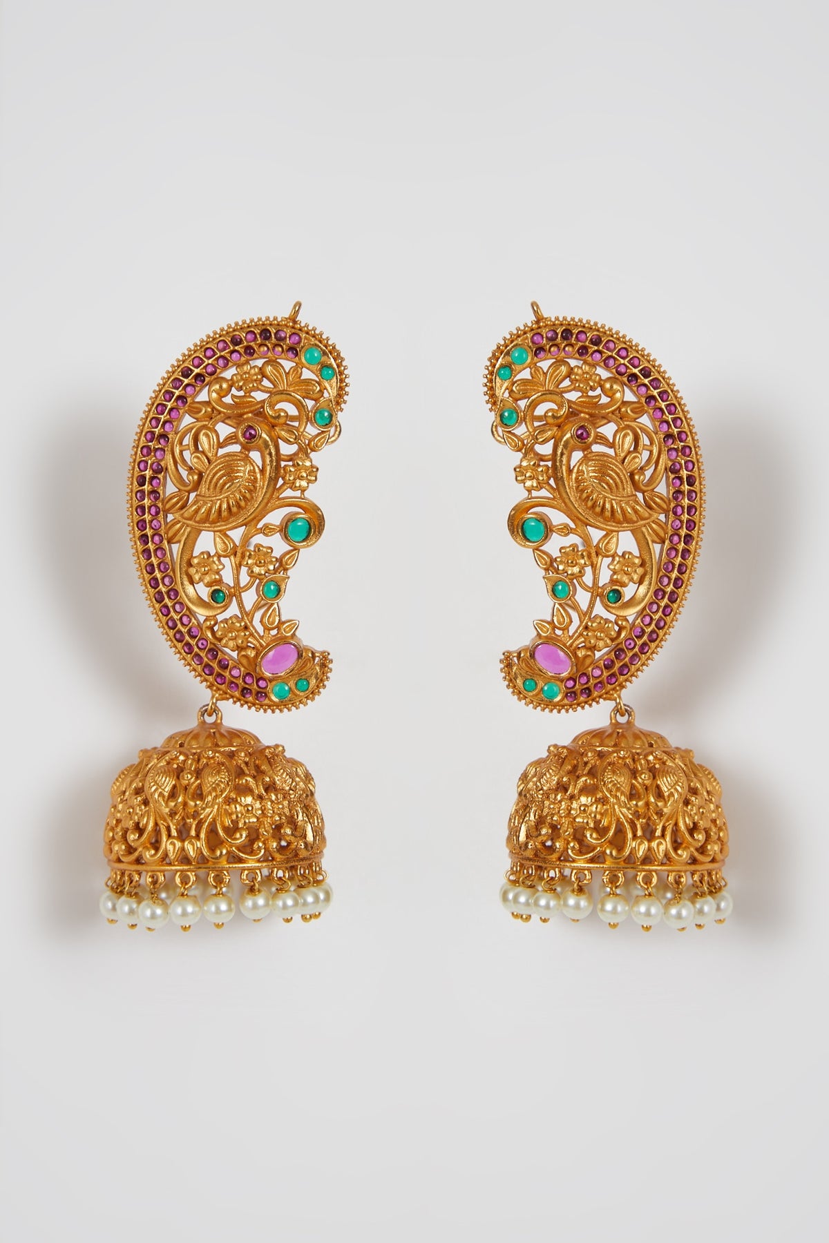 Gold Finish Pearl Drop Earrings