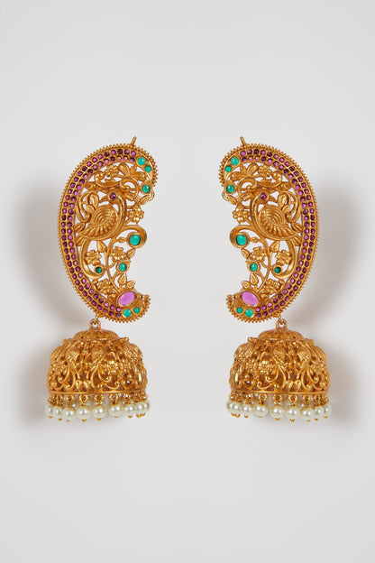 Gold Finish Pearl Drop Earrings