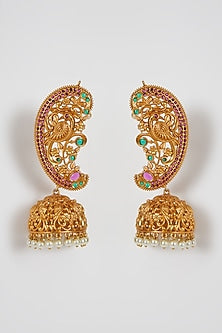 Gold Finish Pearl Drop Earrings