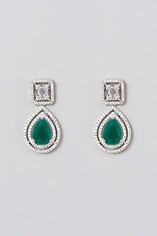 White Finish Zircon Stud Earrings