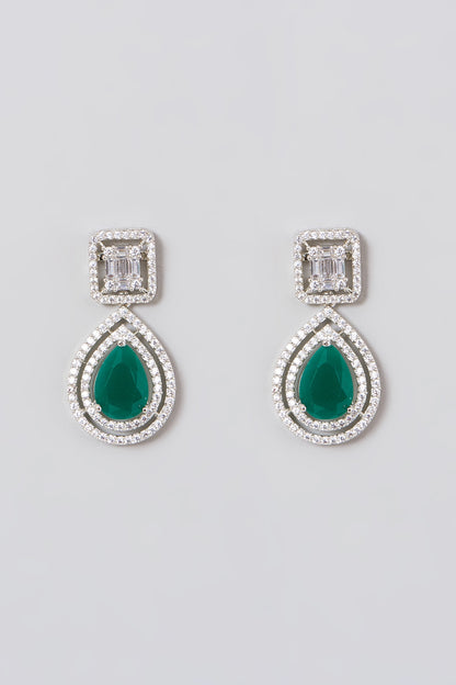 White Finish Zircon Stud Earrings