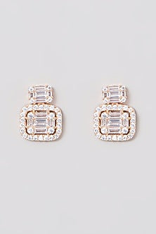 Rose Gold Finish Zircon Stud Earrings