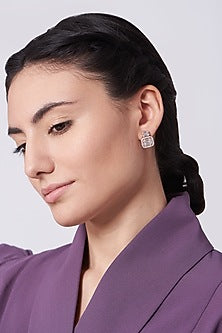 Rose Gold Finish Zircon Stud Earrings