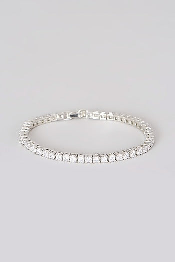 White Finish Faux Diamonds Tennis Bracelet