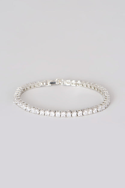 White Finish Faux Diamonds Tennis Bracelet