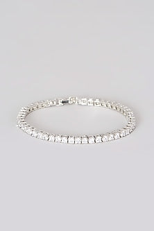 White Finish Faux Diamonds Tennis Bracelet