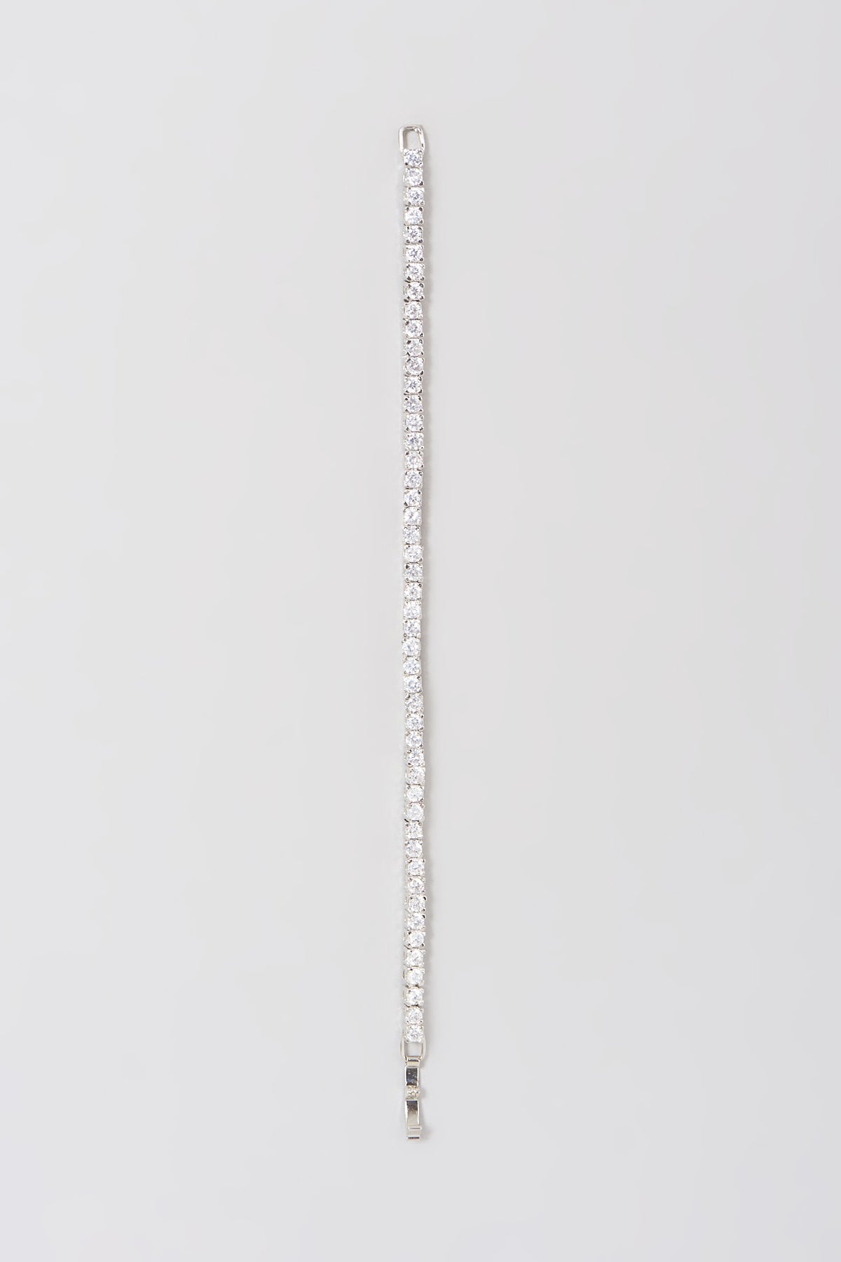 White Finish Faux Diamonds Tennis Bracelet