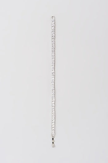White Finish Faux Diamonds Tennis Bracelet