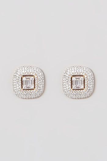 Rose Gold Finish Zircon Stud Earrings