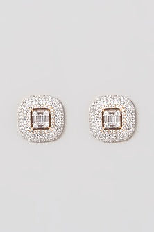 Rose Gold Finish Zircon Stud Earrings