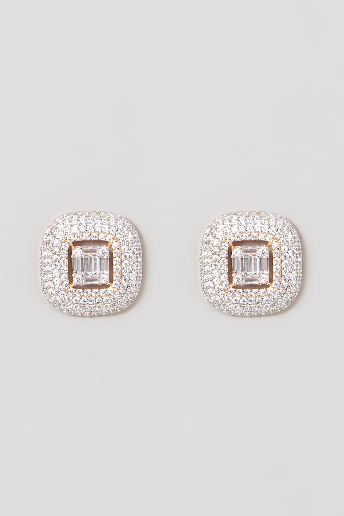 Rose Gold Finish Zircon Stud Earrings