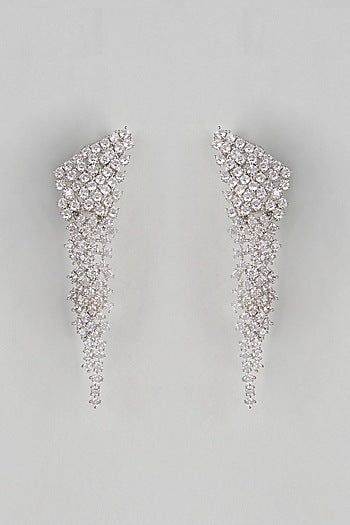 White Finish Zircon Dangler Earrings