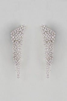 White Finish Zircon Dangler Earrings