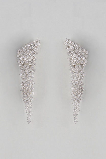 White Finish Zircon Dangler Earrings
