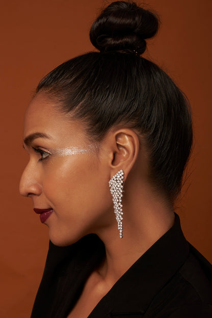 White Finish Zircon Dangler Earrings