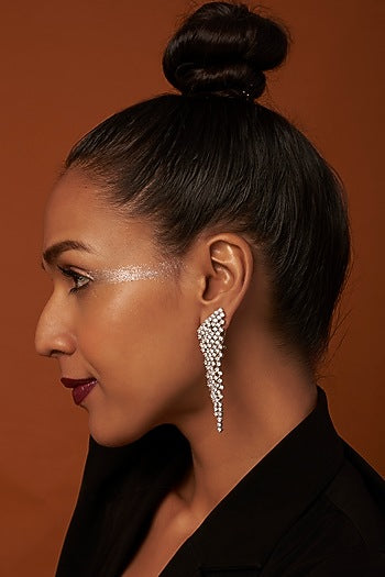 White Finish Zircon Dangler Earrings