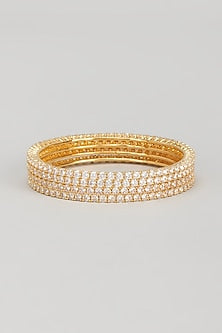 Gold Finish Zircon Bangles (Set of 4)