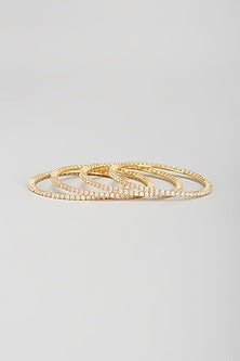 Gold Finish Zircon Bangles (Set of 4)