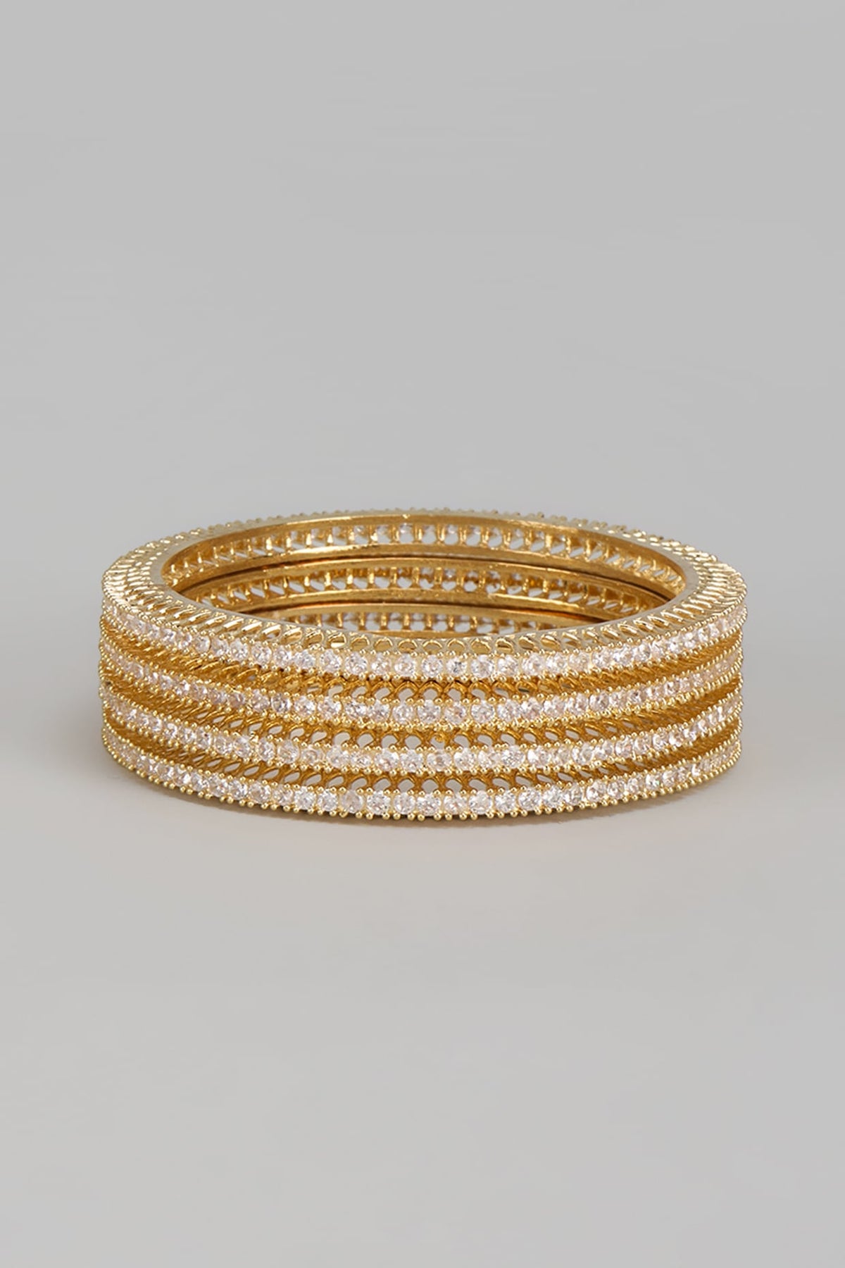 Gold Finish Zircon Bangles (Set of 4)