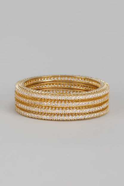 Gold Finish Zircon Bangles (Set of 4)