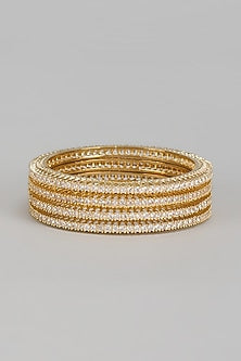 Gold Finish Zircon Bangles (Set of 4)