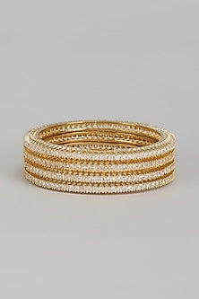 Gold Finish Zircon Bangles (Set of 4)