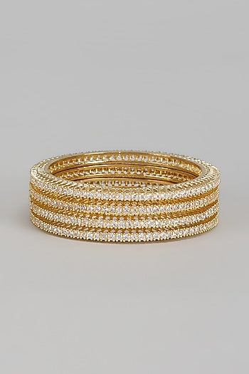 Gold Finish Zircon Bangles (Set of 4)