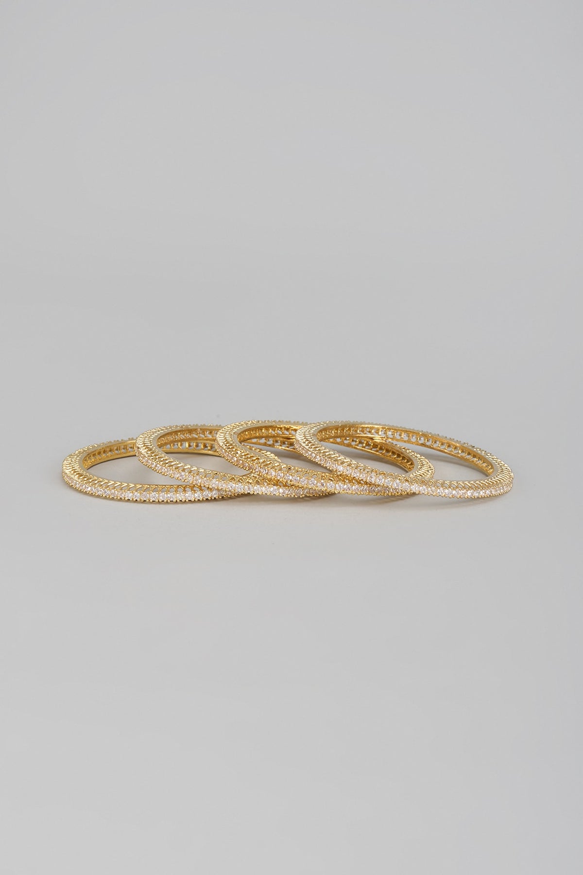 Gold Finish Zircon Bangles (Set of 4)