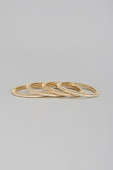 Gold Finish Zircon Bangles (Set of 4)