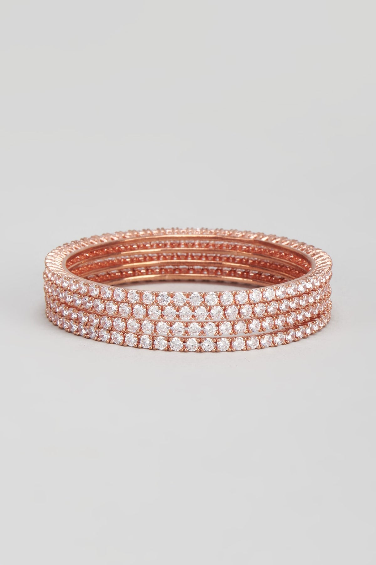 Rose Gold Finish Zircon Bangles (Set of 4)