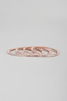 Rose Gold Finish Zircon Bangles (Set of 4)