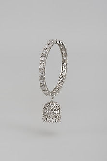White Finish Zircon Bangles (Set Of 2)